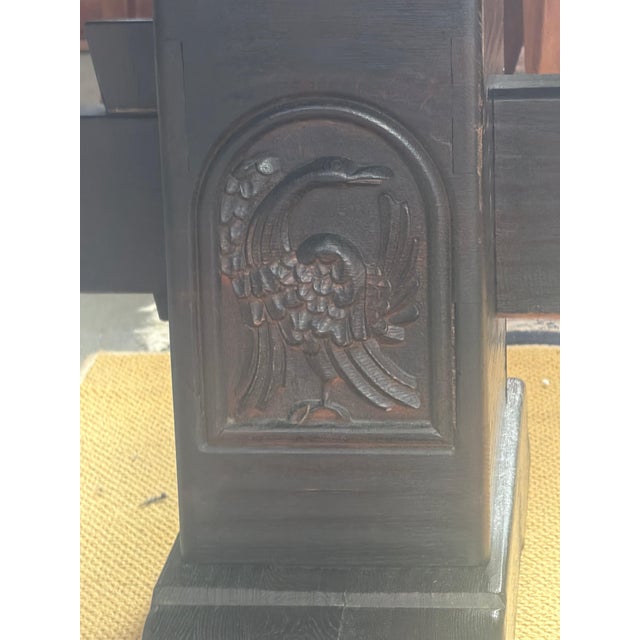 Antique Oak Dining Table with Carved Pedestal Base For Sale - Image 9 of 10
