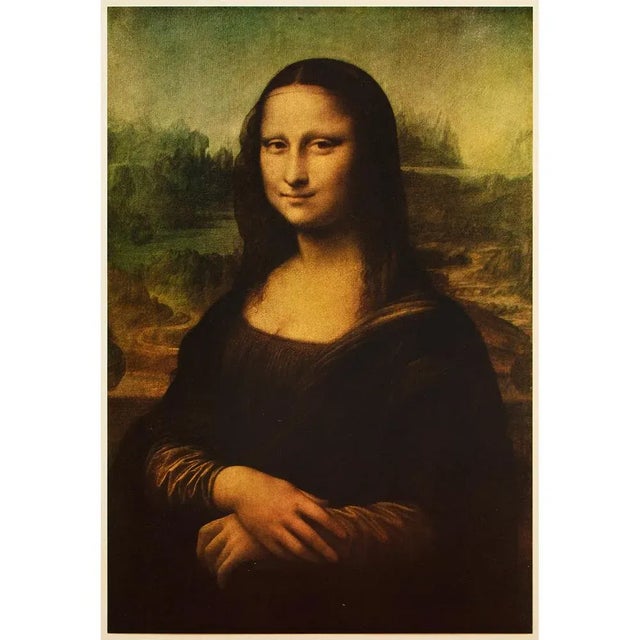 Paper 1953 After Leonardo Da Vinci "Mona Lisa", Vintage Full-Color Print For Sale - Image 7 of 8