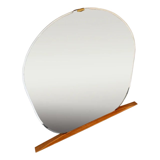 Large Oval Mirror with Brass Shell Profile, 1950s For Sale