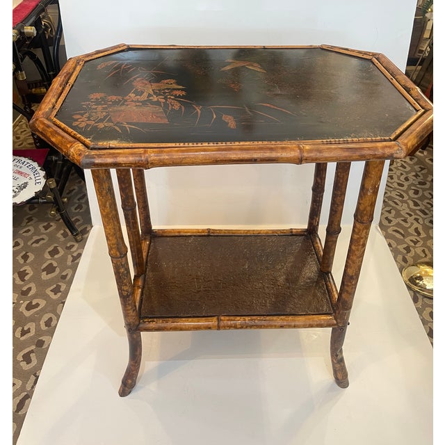 Late 19th Century Late 19th Century. Chinoiserie Bamboo & Lacquer Side Table, c.1890 For Sale - Image 5 of 10