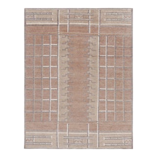Rug & Kilim’s Scandinavian Style Rug in Brown With Geometric Patterns For Sale