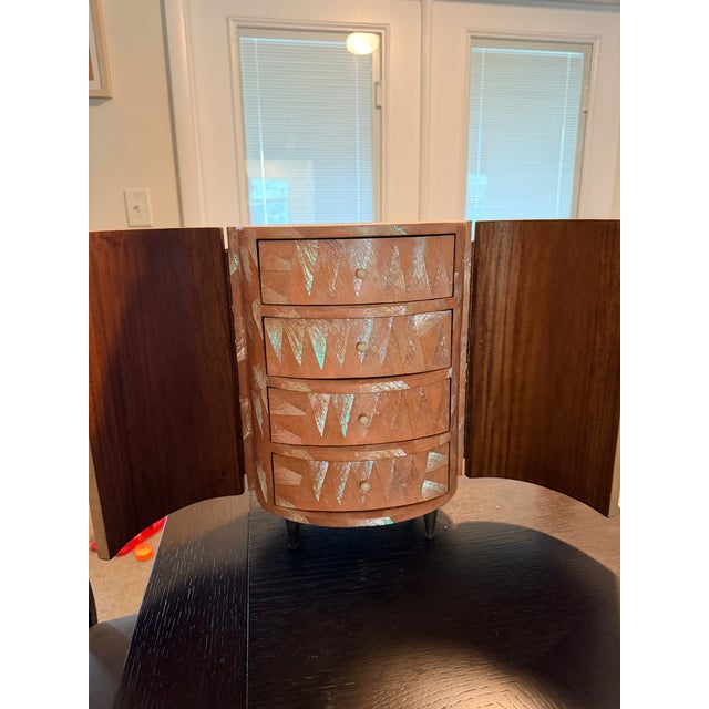 Vintage R&y Augousti Paris Jewelry Cabinet – Mother-of-Pearl Inlay, 4 Drawers For Sale - Image 4 of 9