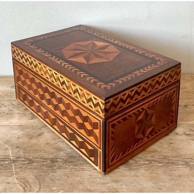 Vintage Boho Marquetry Wood Box For Sale - Image 12 of 12