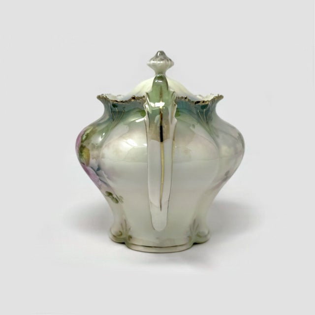 Early 20th Century Rs Prussia Teapot Floral Pink Flowers Gold Trim Marked For Sale - Image 9 of 9