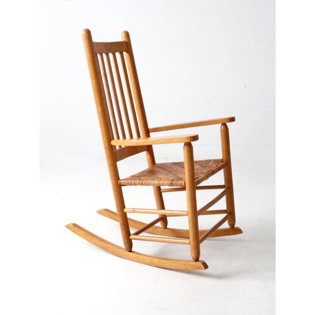 Early 20th Century Antique Herringbone Seat Rocking Chair For Sale - Image 5 of 9