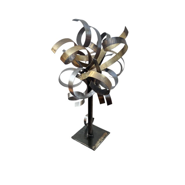 Signed Silas Seandel Abstract Mixed-Metal Ribbon Sculpture For Sale - Image 10 of 15