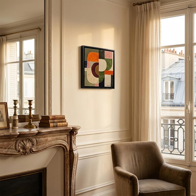 Avocado Equivalence, Contemporary Geometric Abstract Oil Painting, Framed by Sophie Dumont For Sale - Image 8 of 8