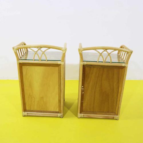Rattan Nightstands with Four Drawers and Glass Top, Set of 2 For Sale - Image 10 of 12