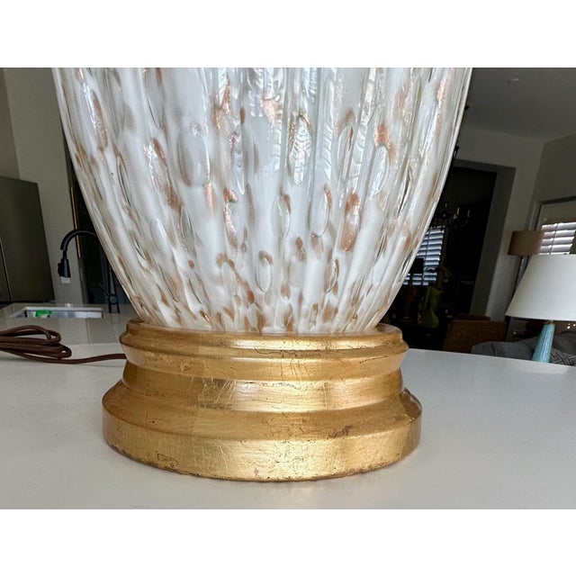 Large Single Murano White Bubbles Copper Aventurine Glass Table Lamp For Sale In Palm Springs - Image 6 of 12