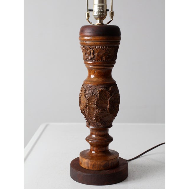 Vintage Floral Carved Table Lamp For Sale - Image 11 of 11