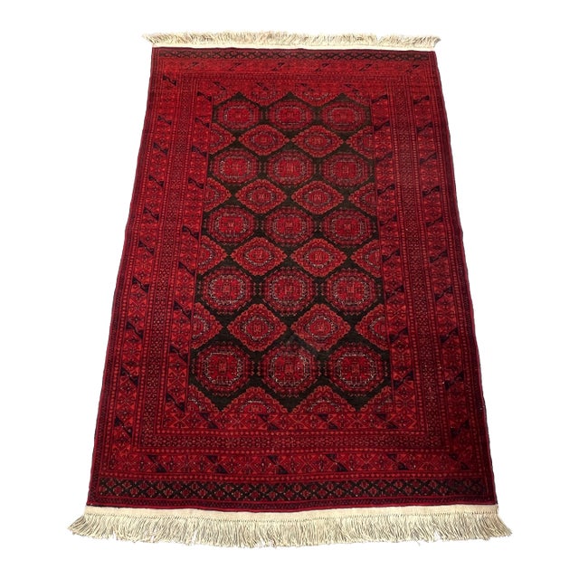 Vintage Afghan Ersari Turkmen Bokhara Gul Rug - 6'3" X 4'0" For Sale