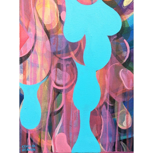 Textile Cecilia Beaven Contemporary Abstract Purple and Blue Toned Biomorphic Dragon Figure Painting, 2021 For Sale - Image 7 of 11