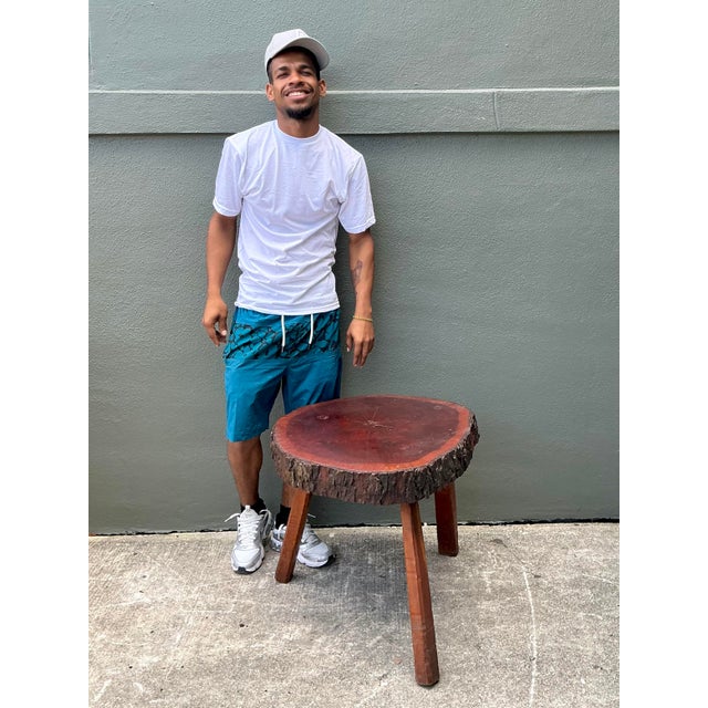 Wood Vintage Wood Slab Side Table For Sale - Image 7 of 12