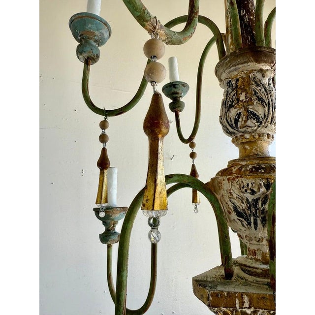 Late 19th Century Late 19th Century Grand Italian Painted and Giltwood Twelve-Light Chandelier For Sale - Image 5 of 16