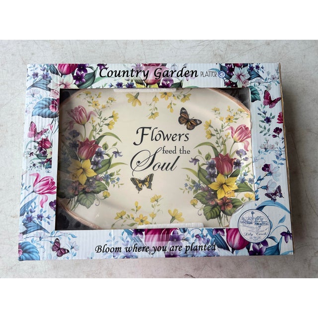 Yellow 1990s Large Floral Oval Platter by Lilly Creek For Sale - Image 8 of 9