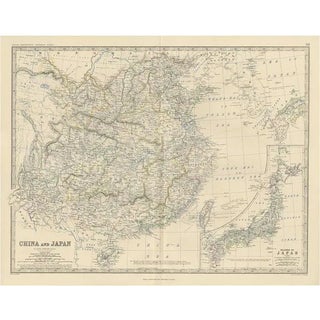 Antique Map of China and Japan by A.K. Johnston, 1865 For Sale