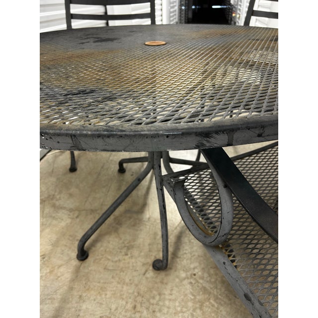 Gray Vintage Wrought Iron Patio Set in the Style of Russell Woodard For Sale - Image 8 of 12