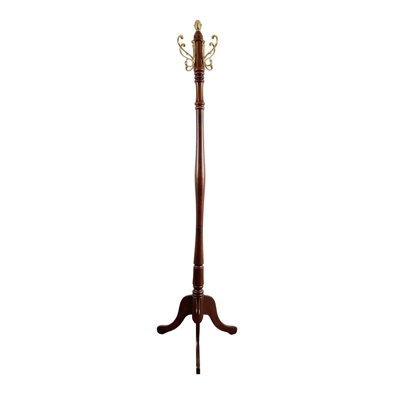 Traditional vintage coat tree with brass pineapple finial chairish