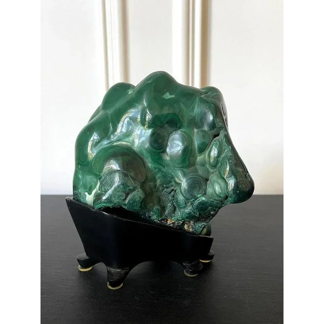 Early 20th Century Early 20th Century Malachite Rock on Display Stand as a Viewing Stone For Sale - Image 5 of 11