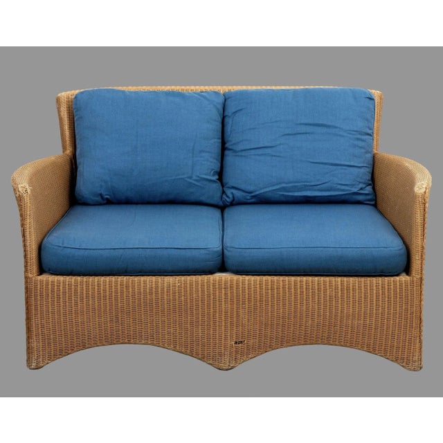 Lloyd Loom Wicker Style Loveseat For Sale - Image 9 of 9