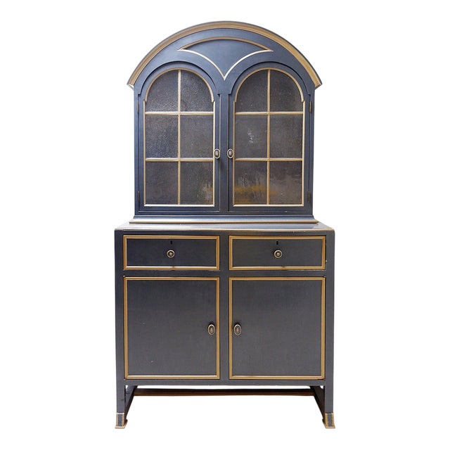 Vintage Chinese Cabinet in Lacquered Grey For Sale