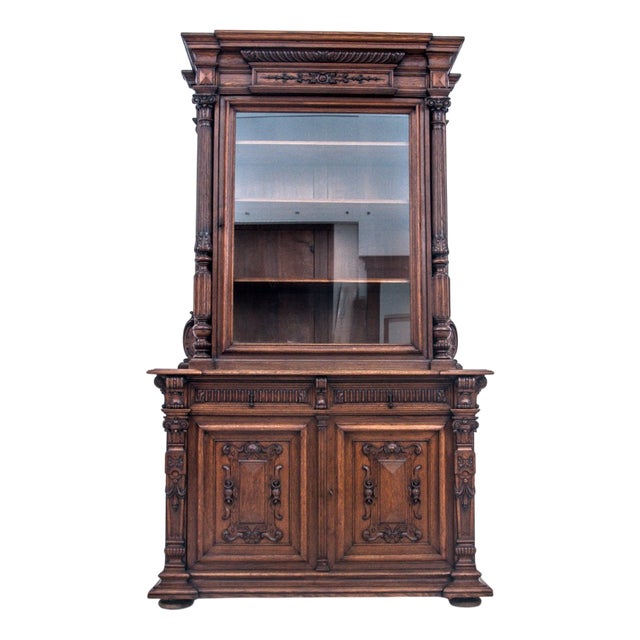 Antique French Oak Display Cabinet, 1870 For Sale