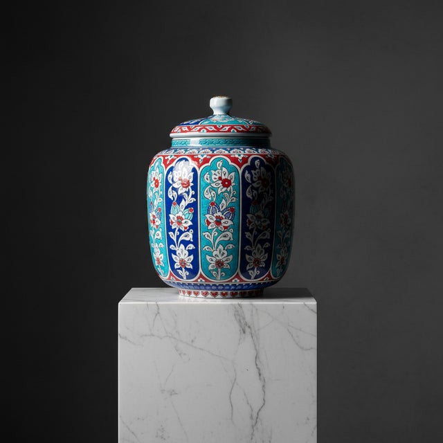 The Aegean Column Jar: Geometry & Soul ️ Introduce a sense of order and vibrant culture to your space with this Handmade...