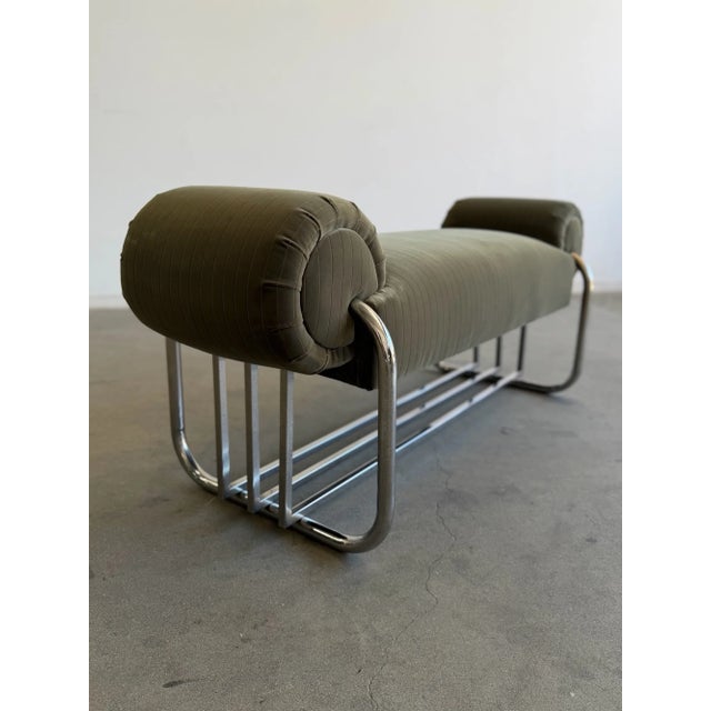 1990s Chrome Tubular Bauhaus Bench For Sale - Image 12 of 18