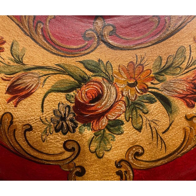 Italian Venetian Rococo-Style Painted Secretary Cabinet-Mirrored Doors, C. 1930s For Sale - Image 11 of 14