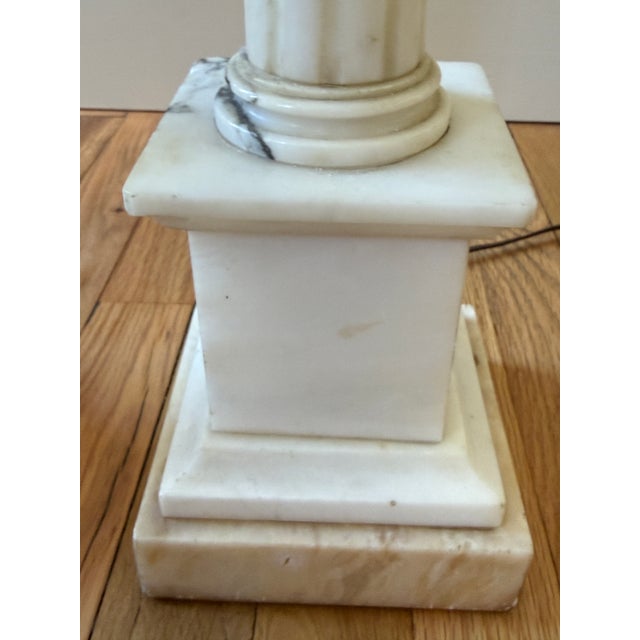 Vintage Alabaster Column Lamp Pair For Sale - Image 12 of 18