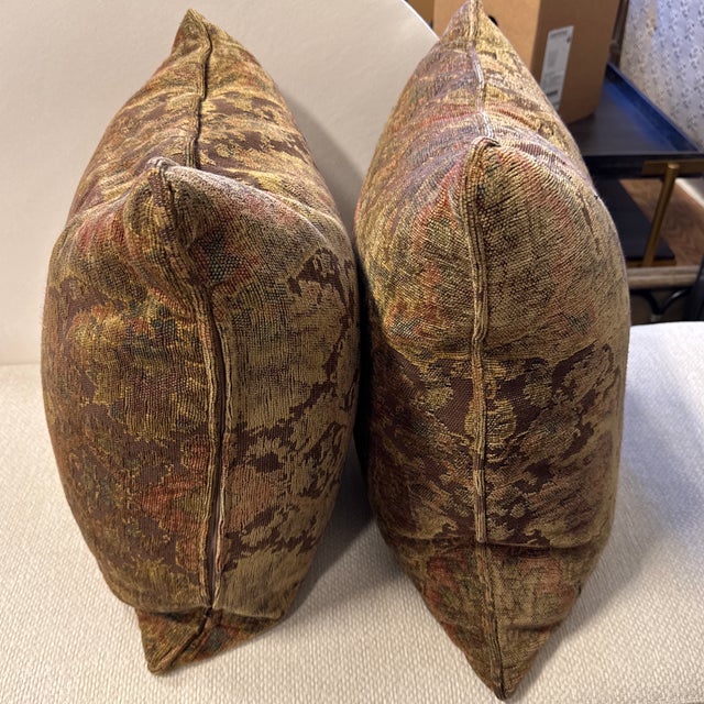 Crate & Barrel Tapestry Pillows, Pair For Sale - Image 9 of 12