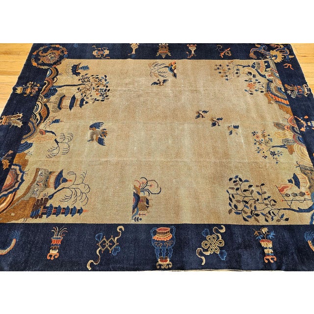 Textile Vintage Chinese Art Deco Rug, Hand-Knotted Wool, Four Dragons Design, 9' x 12' For Sale - Image 7 of 18