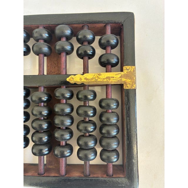 Vintage Wood and Brass Abacus With Black Beads For Sale - Image 4 of 9