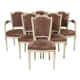 Set of Six Mid 20th Century Louis XVI Style Painted Dining Chairs For Sale