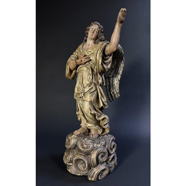 Lombard Artist, Polychrome Sculpture Depicting an Angel, 17th Century, Wood For Sale - Image 17 of 17