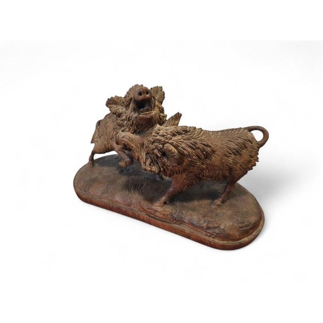 Black Forest Carved Sculpture of Two Warthogs, 1880s For Sale - Image 11 of 12
