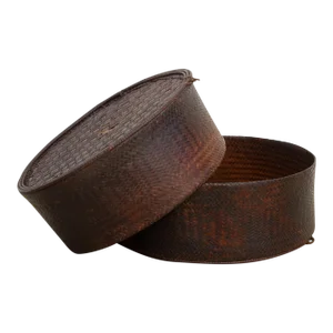 19th Century Round Akha Tribe Woven Basket