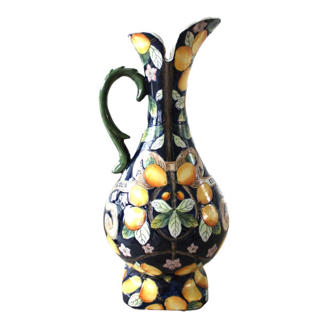 Large Societa Ceramica Italiana Style Pitcher, 14.5" For Sale