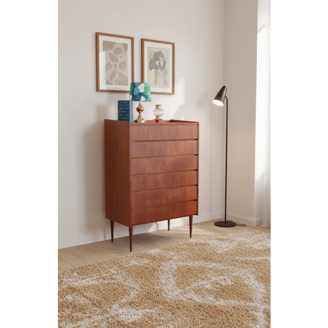 Wood Danish Teak Chest of 6 Drawers, 1960s For Sale - Image 7 of 11