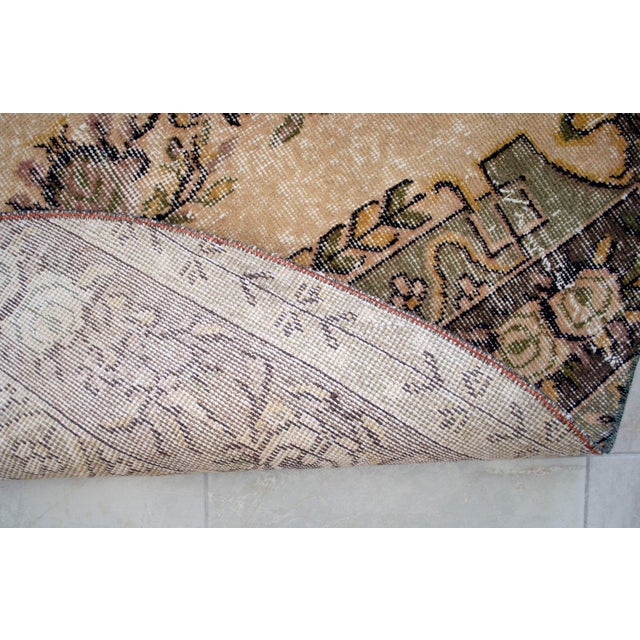 Hand Knotted Round Turkish Rug Upcycled Vintage Circle Area Rug 4'9" X 4'9" For Sale - Image 12 of 13