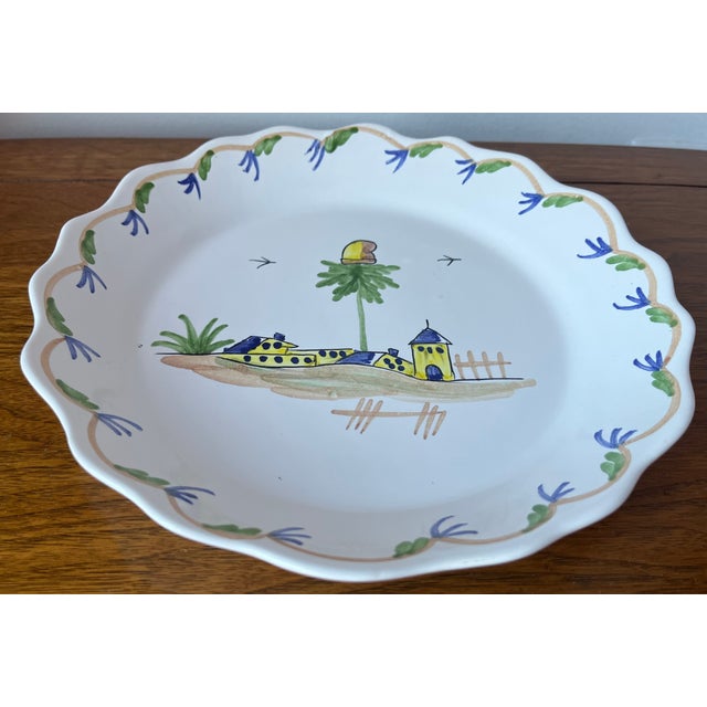 French Vintage Faience Hand-Painted Plates-Set 2 For Sale - Image 3 of 8