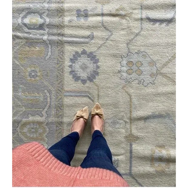 Blue Modern Handknotted Oushak Rug in Shades of Blue with Taupe & Grey, 10' x 14' For Sale - Image 8 of 10