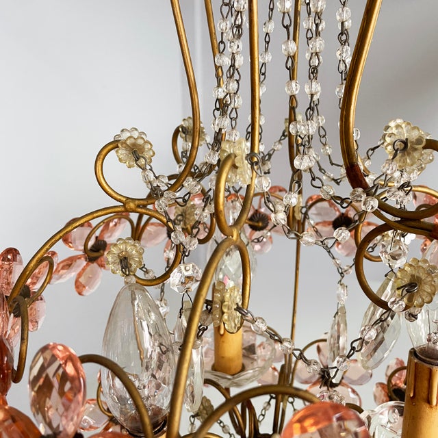 Italian Art Nouveau Chandeliers in Pink Murano Glass and Brass, Early 1900s, 1890s, Set of 2 For Sale - Image 16 of 18
