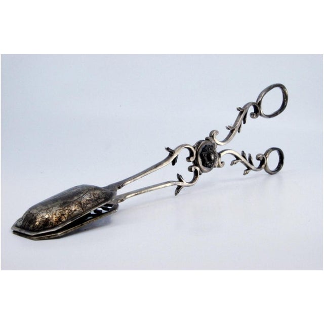 Silver Salad Tongs with Palm Appliqués For Sale - Image 4 of 9