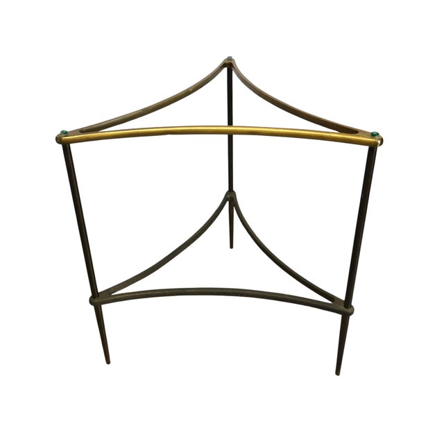 Jacques Quinet 1970s Italian Black Marble Cocktail Table With Patinated Mixed-Metal Tripod Base For Sale - Image 4 of 9