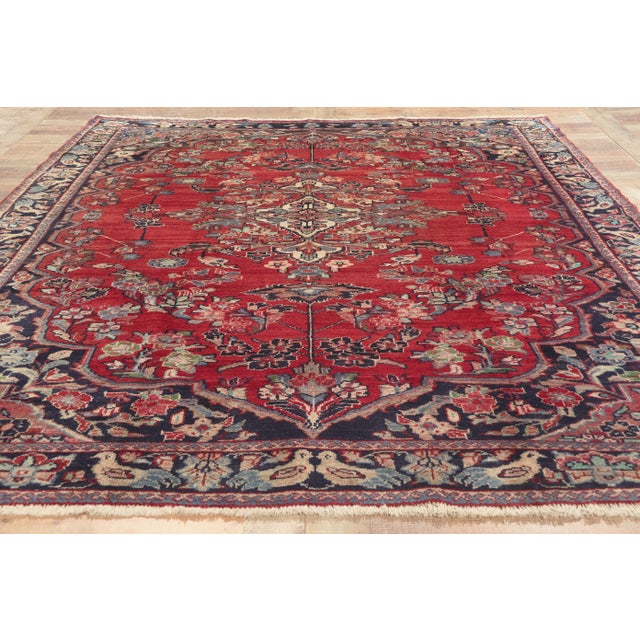 Ruby Red Vintage Persian Mahal Rug - 06’10 X 09’03 For Sale - Image 8 of 9
