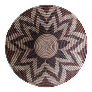 1980's Vintage Botswana African Handwoven Basket For Sale