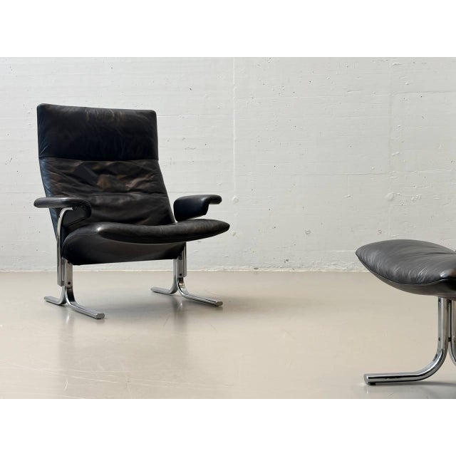 Black Set of DS-2030 Leather Chair with Ottoman by Hans Eichenberger for de Sede, 1970s For Sale - Image 8 of 16