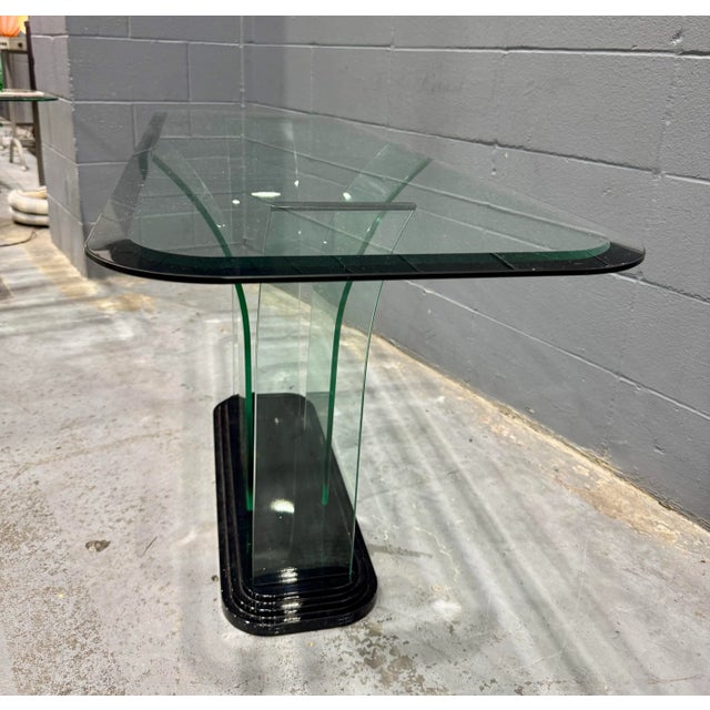 Modernage (Two Available) Vintage Modern Modernage Bent Glass 6 Piece Console Table For Sale - Image 4 of 10