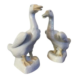 Chinese Export Porcelain Ducks Figures- A Pair For Sale